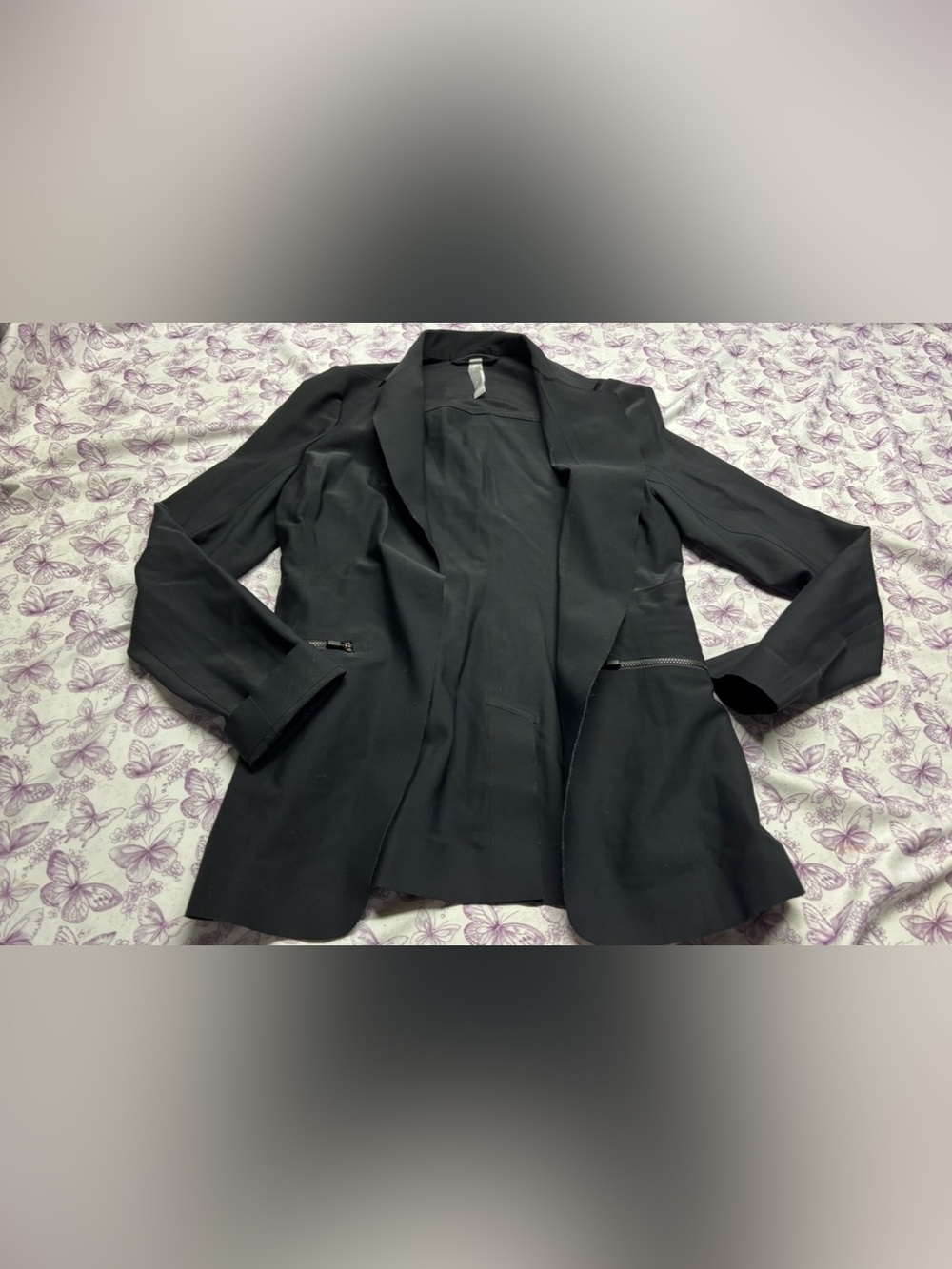 ⚛️Athleta Black Open-Front Blazer with Zip Pockets